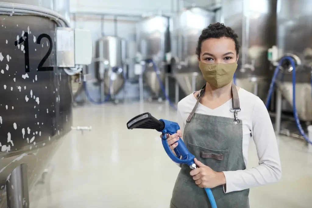 young commercial cleaning services worker